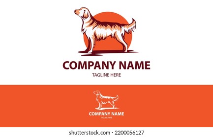 Orange Color Golden Retriever with Blue Circle Background Logo Design