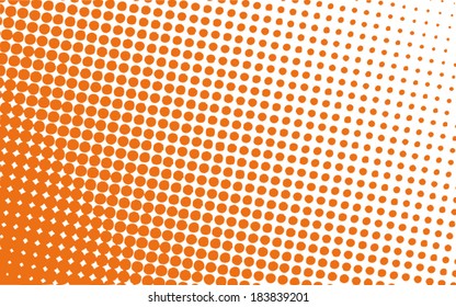 orange color of halftone polka dot in white background (vector)