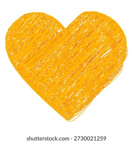 Orange Farbe Handgezeichnete Scribble Herzform Minimalistische flache Liebe Thema dekorative Design-Element. St Valentines Day Greetings Themed Cards Dekoelement Banner, Labels Einzeln Vektorgrafik