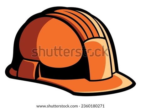 Orange color hard hat illustration. Isolated on white background.