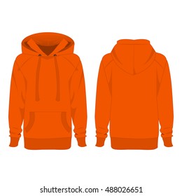 Orange Color Hoodie Isolated Vector