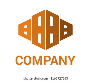 orange color house building architecture construction shape geometric mark logo concept design illustration for premium corporate construction industry