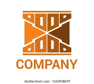 orange color house building architecture construction shape geometric mark logo concept design illustration for premium corporate construction industry