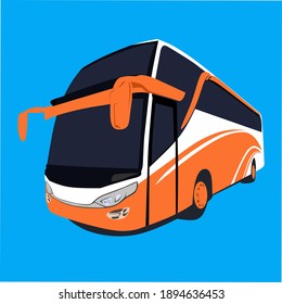 Orange color illustration of a gapuraning bus car on a blue background