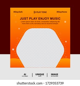 Orange Color Just Enjoy Music Social Media Post Banner