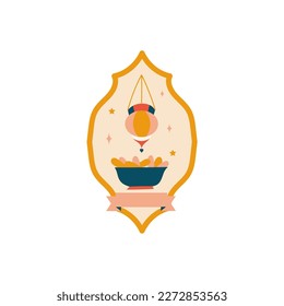 orange color lantern vintage icon Ramadan and Islamic Eid