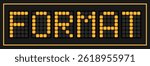 Orange color led banner in word format on black background