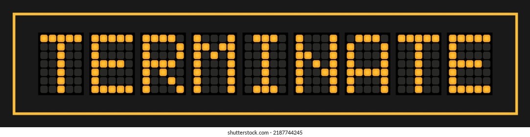 Orange color led banner in word terminate on black background
