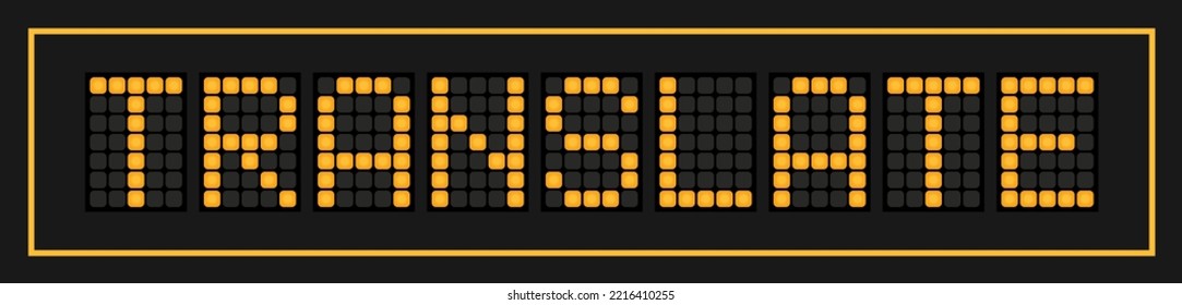 Orange color led banner in word translate on black background