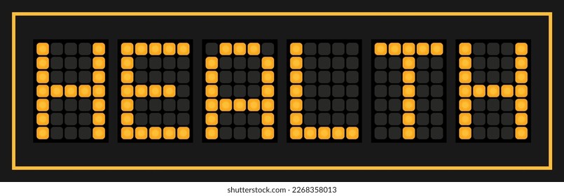 Orange color led banner in word health on black background