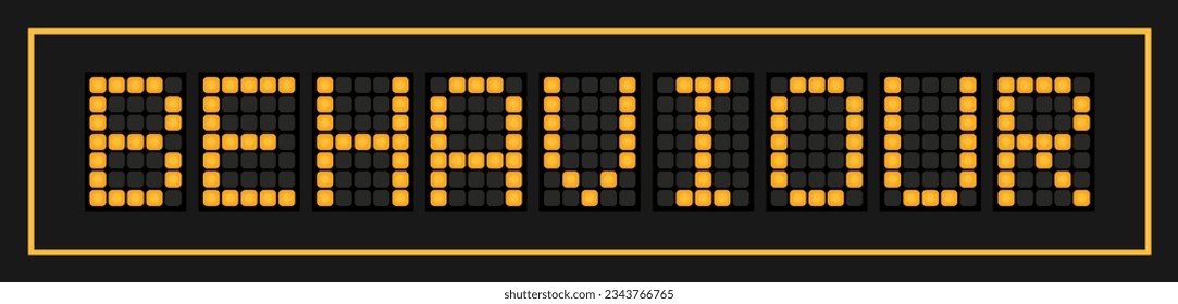 Orange color led banner in word behaviour on black background