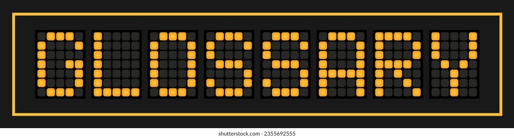 Orange color led banner in word glossary on black background