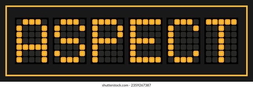 Orange color led banner in word aspect on black background