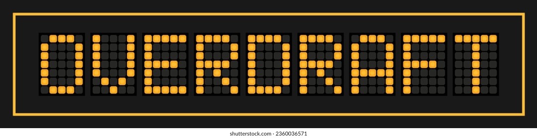 Orange color led banner in word overdraft on black background