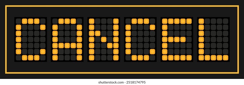 Orange color led banner in word cancel on black background