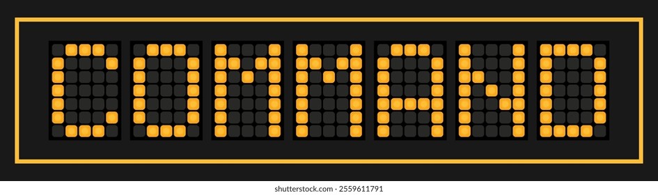 Orange color led banner in word command on black background