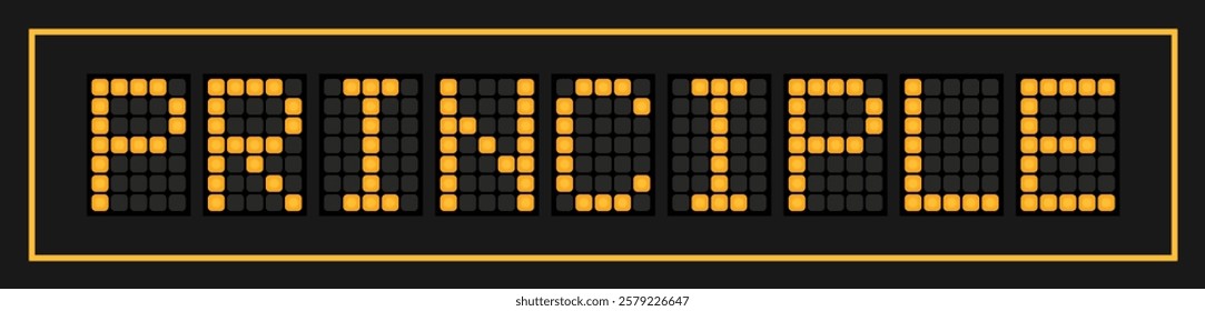 Orange color led banner in word principle on black background
