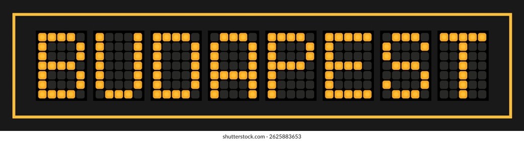 Orange color led banner in word budapest on black background