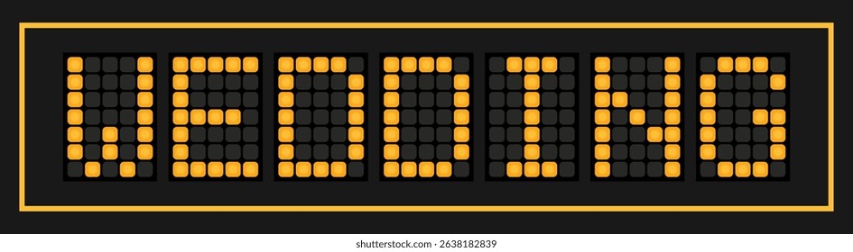 Orange color led banner in word wedding on black background