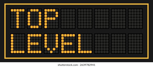 Orange color led banner in word top level on black background