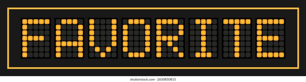 Orange color led banner in word favorite on black background
