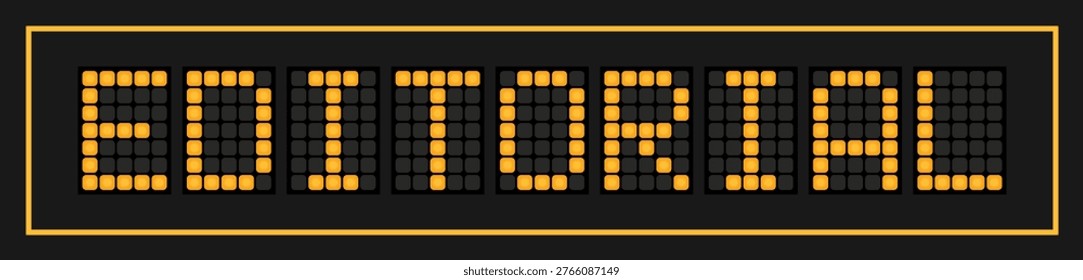 Orange color led banner in word editorial on black background