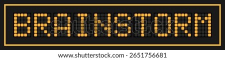 Orange color led banner in word brainstorm on black background