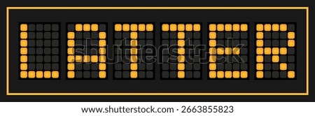 Orange color led banner in word latter on black background