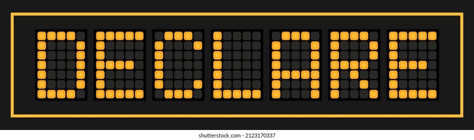 Orange color led in word declare on black background