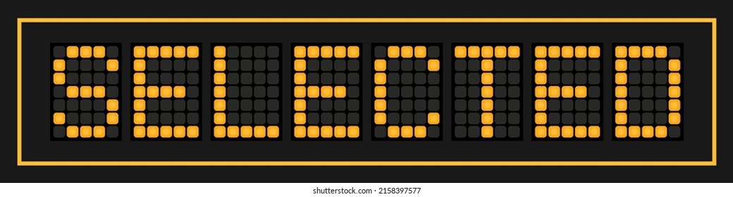Orange color led in word selected on black background