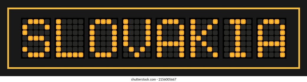 Orange color led in word slovakia on black background