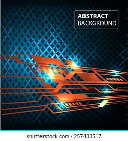 orange color Light Abstract Technology background for computer graphic website internet and business. circuit. dark blue background.label. card