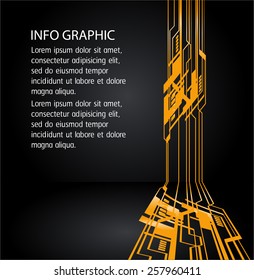 orange color Light Abstract Technology background for computer graphic website internet and business. Black background. 