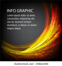 orange color Light Abstract Technology background for computer graphic website internet and business. black background. text box. label. card.