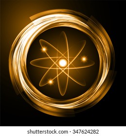 orange color Light Abstract Technology background for computer graphic website internet and business.circuit. vector illustration. Security. Nuclear, proton, neutron, nucleus. atom. molecular.Spark