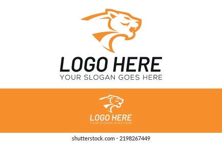 Orange Color Line Tiger Head Logo Design