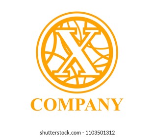orange color logo symbol type letter x initial business logo design idea illustration shape in circle with beautiful curvy oval line art for premium corporate