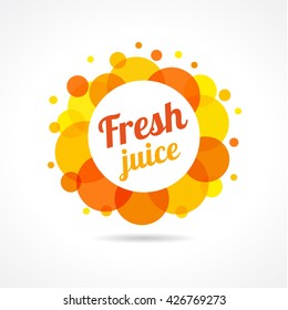 Orange color logotype, emblem of liquid. Isolated graphic, cookie business idea, template with blank clearance, ring and text on white background. Food industry cafe branding identity. O name company.