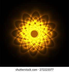 orange color Lotus mandala with Paisley. abstract background.