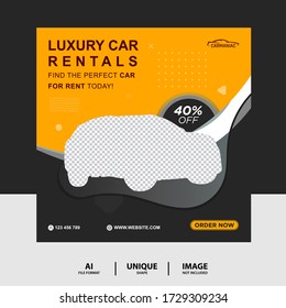 Orange color Luxury Rent a car Social Media Post Banner