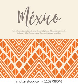 Orange Color Mexican Embroidery Style Composition – Copy Space