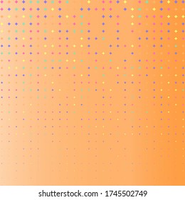 Orange color minimal abstract background with colorfull four points stars and gradients. Halftone texture. Can be used for landing pages, posters, brochures, flyers, ads, banners, promotions.