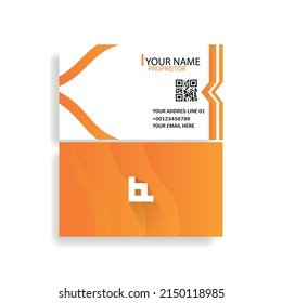 Orange color modern business card template royalty free