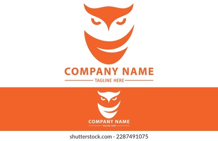 Orangefarbene Farbnatur, Leaf Abstraktes Owl Bird Logo-Design