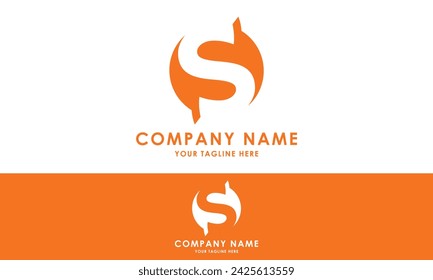 Orange Color Negative Space Initial Letter S Circle e Logo Design