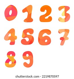 orange color numbers set, vector illustration