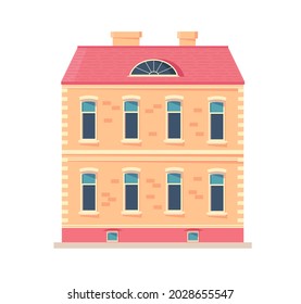 Orange color old building vector illustration
