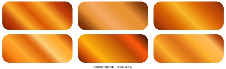 Orange Color Palette Gradient design set of elements. colorful set of gradients. orange metal gradient.