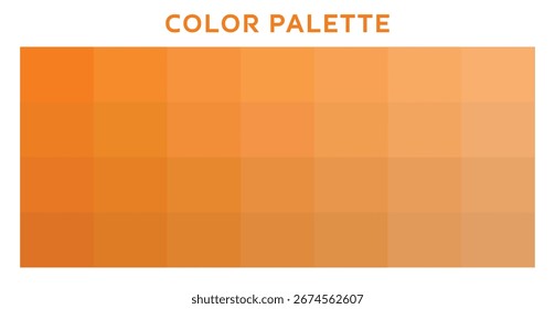 Paleta de color naranja. Conjunto de guía de paleta de colores. Paleta de muestras de color para el Web. Vectores de modelo de color RGB