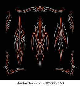 Orange color Pinstriping art old school Motorcycle and car